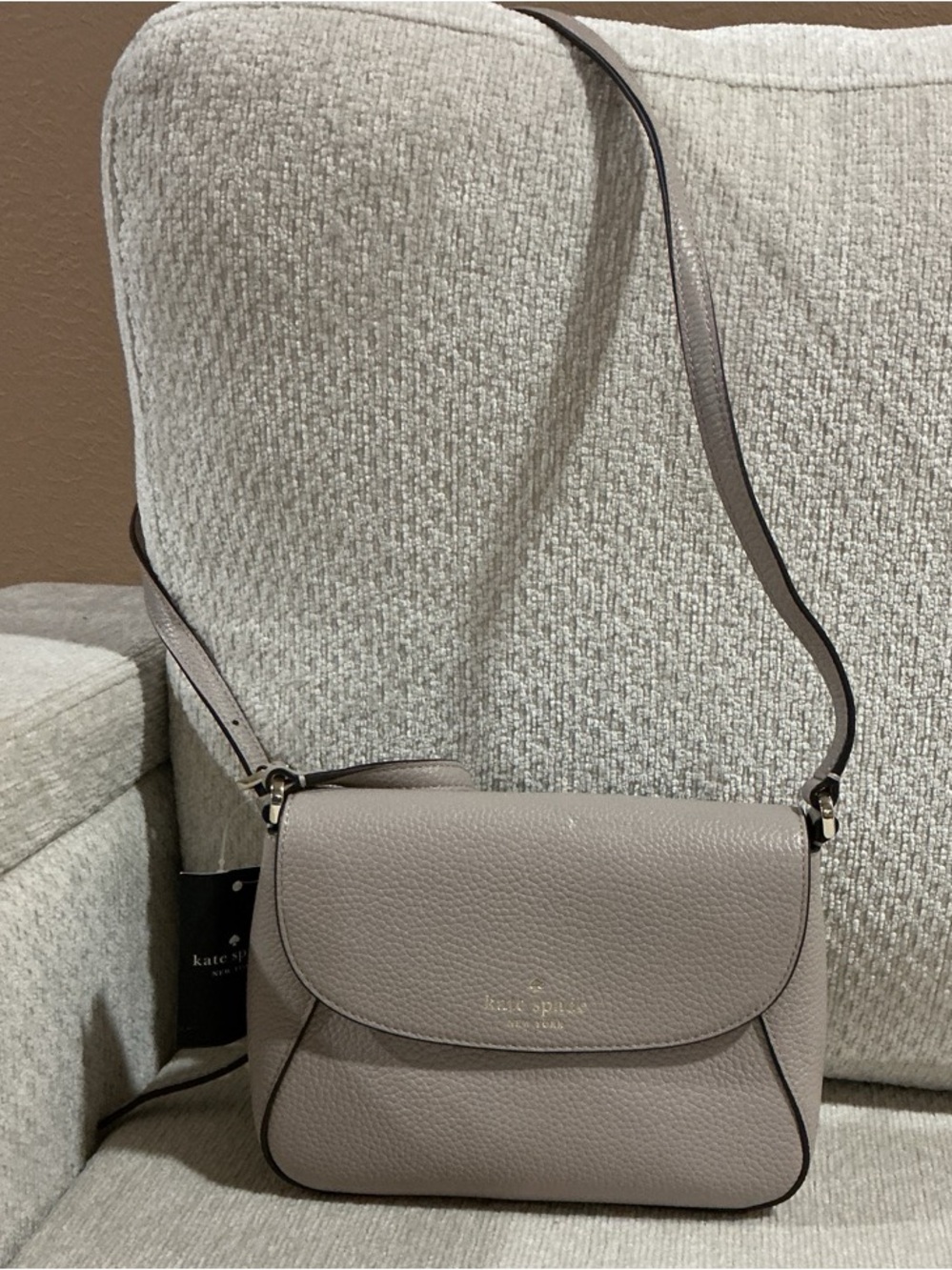 Kate Spade Monica Pebbled Leather Crossbody Bag in cozy Grey